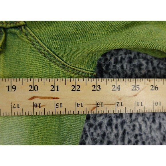 Levi's Type 3 Mens Lime Green Ombre Denim Trucker Jacket Heart Patch Size L - Picture 6 of 11